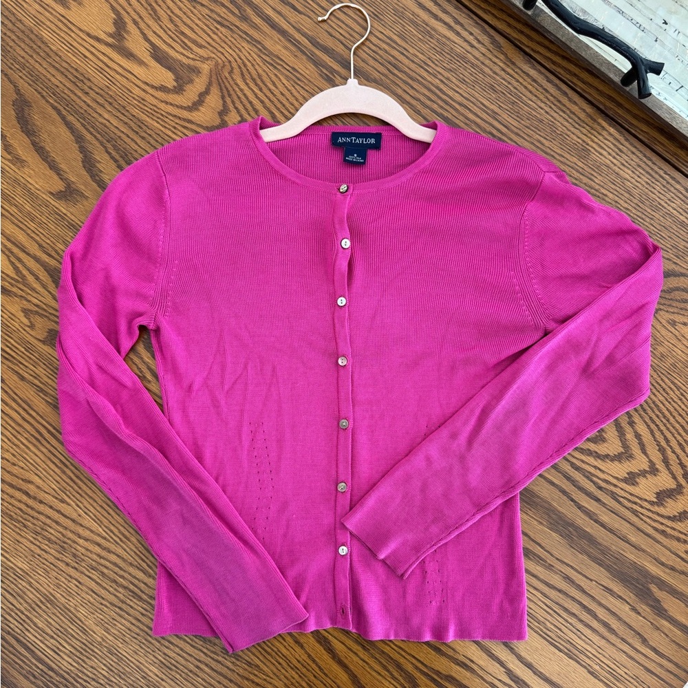 ANN TAYLOR 100% SILK CARDIGAN WOMENS SMALL